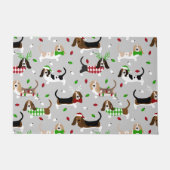 Kerstbasset Hound Doormat Deurmat (Voorkant)