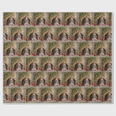 Kerstbassethond in een hondenhok cadeaupapier (Vlak)