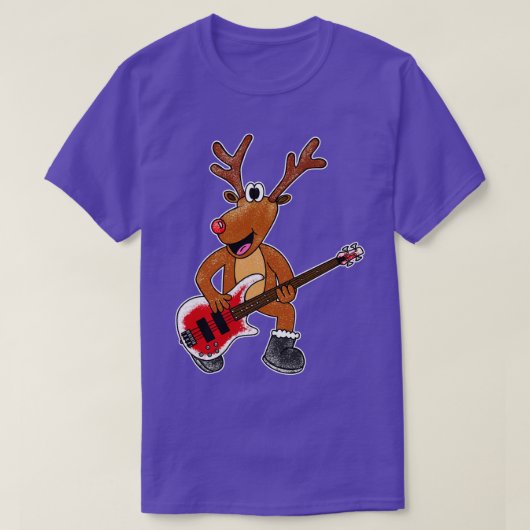 Kerstbassist Rudolf de rendierbasgitaar T-shirt (Design voorkant)