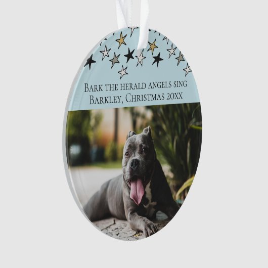 Kerstbast De Herald Angels Zingen Hond Ornament (voorkant)