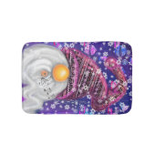 kerstbath mat gnome in Paars Pet zingend (Voorkant)