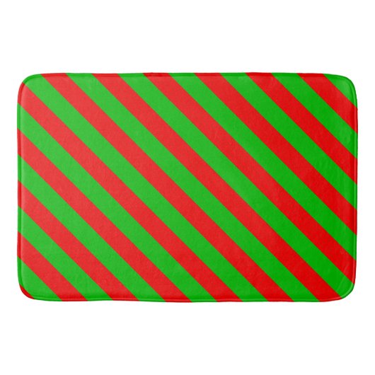 Kerstbath Mat/Red en Green Stripes Badmat (Voorkant)