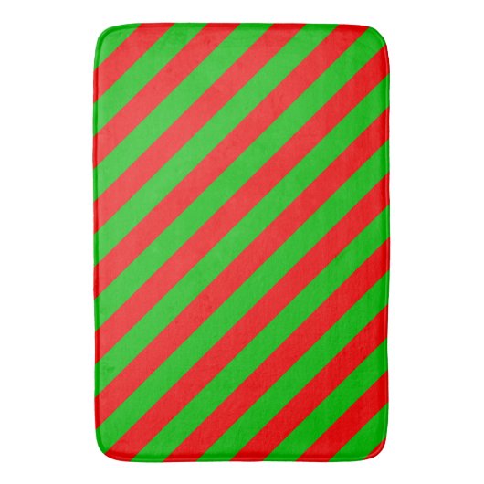 Kerstbath Mat/Red en Green Stripes Badmat (Voorkant Verticaal)