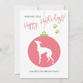 KerstBauble Italiaans Greyhound Dog Silhouette Feestdagenkaart (Voorkant)