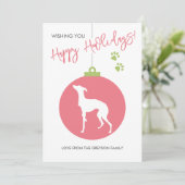 KerstBauble Italiaans Greyhound Dog Silhouette Feestdagenkaart (Staand voorkant)