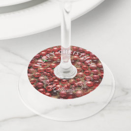 KerstBaubles Roze Rood Voeg naam en tekst toe Wijnglaslabel