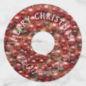 KerstBaubles Roze Rood Voeg naam en tekst toe Wijnglaslabel (Achterkant)