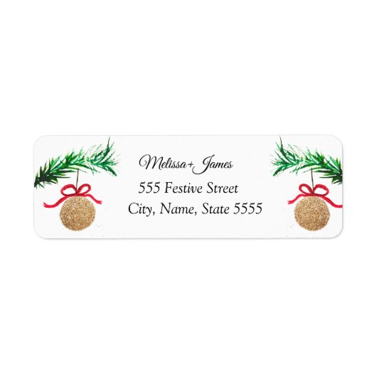 KerstBaubles Vintage Retro Pine Wedding Etiket (Voorkant)
