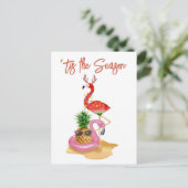 Kerstbeach tropische flamingo Dit is het seizoen Briefkaart (Staand voorkant)