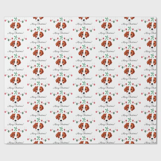 kerstbeagle cadeaupapier (Vlak)