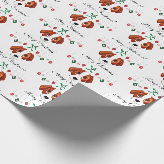 kerstbeagle cadeaupapier (Hoek)