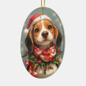 kerstbeagle Dog Keramisch Ornament (Links)