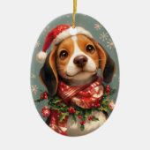 kerstbeagle Dog Keramisch Ornament (Voorkant)