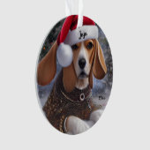 Kerstbeagle, Kerstmanhond Ornament (voorkant)