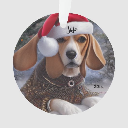 Kerstbeagle, Kerstmanhondenornament Ornament (voorkant)