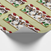 kerstbeagle puppies groen verpakkingspapier cadeaupapier (Hoek)