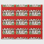 kerstbeagle puppies rood omslagpapier cadeaupapier (Vlak)