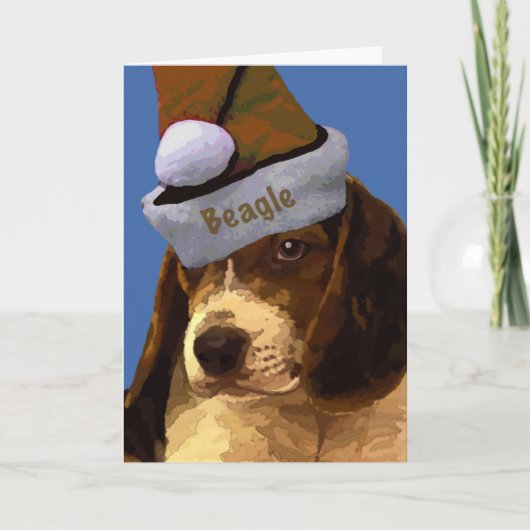 Kerstbeagle Puppy Feestdagen Kaart (Voorkant)