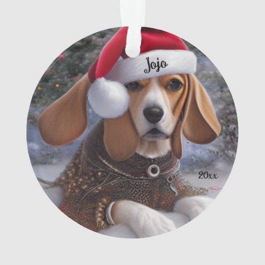 Kerstbeagle, Santa Dog Ornament (achterkant)