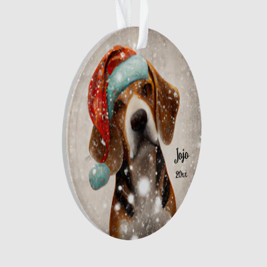 Kerstbeagle, Santa Dog Ornament (voorkant)