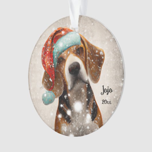 Kerstbeagle, Santa Dog Ornament (voorkant)