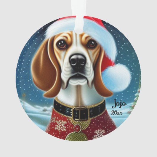 Kerstbeagle, Santa Dog Ornament (achterkant)