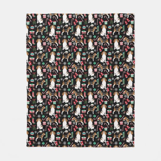 kerstbeagle Throw Blanket Fleece Deken (Voorkant)