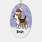 Kerstbeagle (voeg je huisdiernaam toe) keramisch ornament (Links)