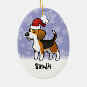 Kerstbeagle (voeg je huisdiernaam toe) keramisch ornament (Achterkant)