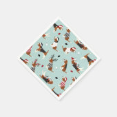 kerstbeagles blauw servet (Hoek)