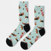 kerstbeagles blauw sokken (Links)