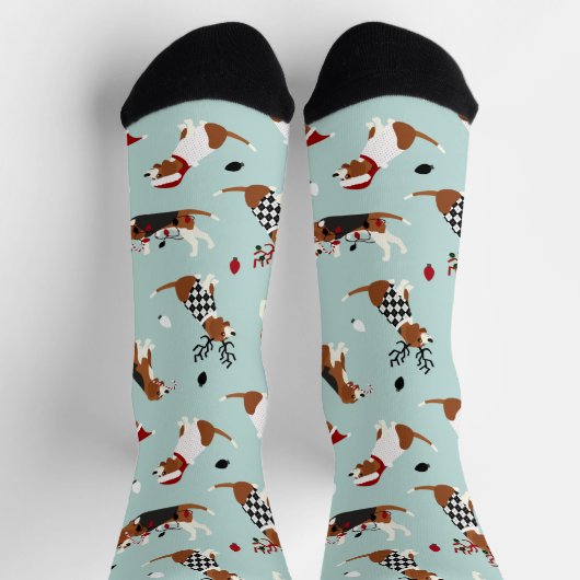 kerstbeagles blauw sokken (Top)