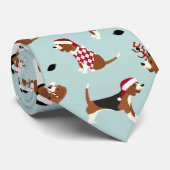 kerstbeagles blauw stropdas (Opgerold)