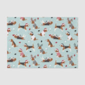 kerstbeagles blauw tissuepapier (Voorkant)