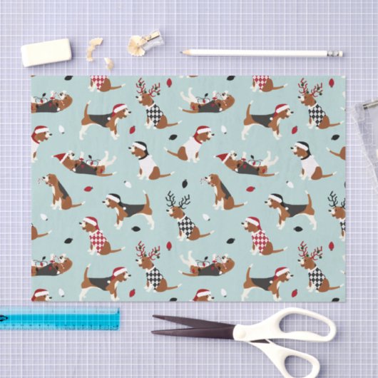 kerstbeagles blauw tissuepapier (Craft)