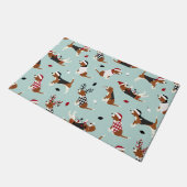 Kerstbeagles Blauwe Doormat Deurmat (Schuin)