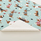 Kerstbeagles: Blauwe Sherpa Blanket Deken (3/4)