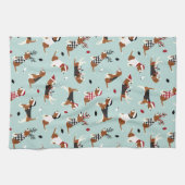 Kerstbeagles Blue Kitchen Towel Theedoek (Horizontaal)