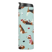 kerstbeagles Blue Thermal Tumbler Thermosbeker (Geroteerd rechts)
