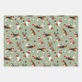 kerstbeagles roze blauw groen inpakpapier vel (Voorkant 3)