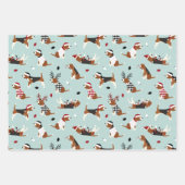 kerstbeagles roze blauw groen inpakpapier vel (Voorkant 2)