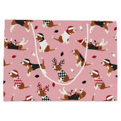kerstbeagles roze groot cadeauzakje (Achterkant)