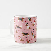 kerstbeagles roze koffiemok (Voorkant links)