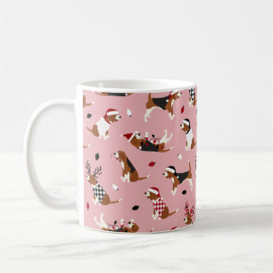 kerstbeagles roze koffiemok