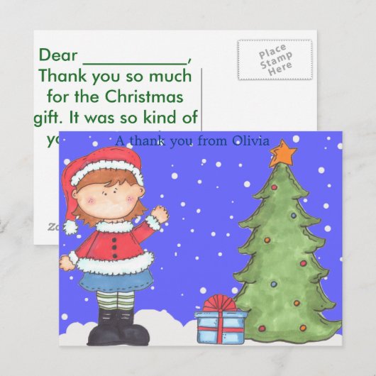 Kerstbedankjes kunnen gepersonaliseerd worden briefkaart (Voorkant / Achterkant)