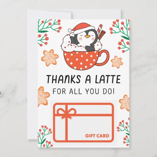 kerstBedankt voor een Latte Gift Kaart Holder (Voorkant)