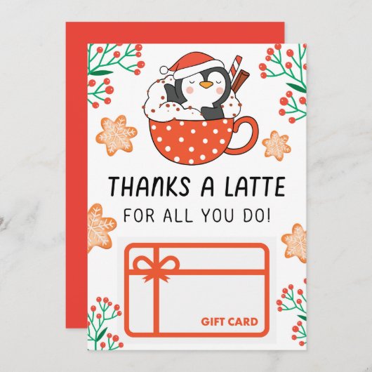 kerstBedankt voor een Latte Gift Kaart Holder (Voorkant / Achterkant)