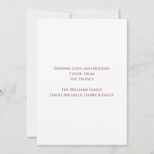 Kerstbedekking Tropische palmbomen Feestdagenkaart (Achterkant)