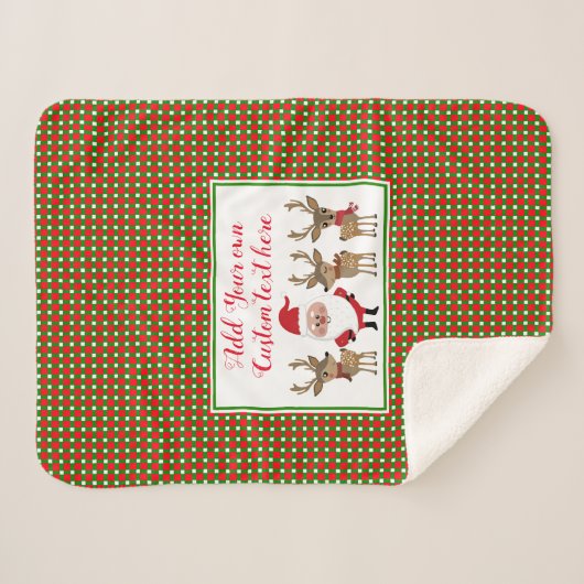 Kerstbediende Santa Reindester Aangepaste tekst to Sherpa Deken (Voorkant (horizontaal))