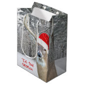 kerstbediende tas met Pet tas Medium Cadeauzakje (Voorkant Gekanteld)